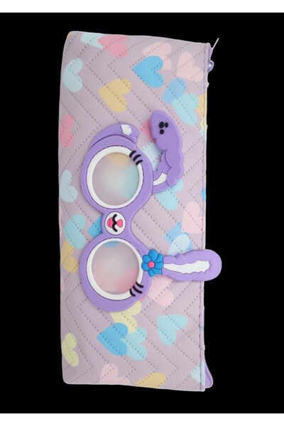 OEM Penar pentru fetițe cu inimioare și ochelari, H126, liliac