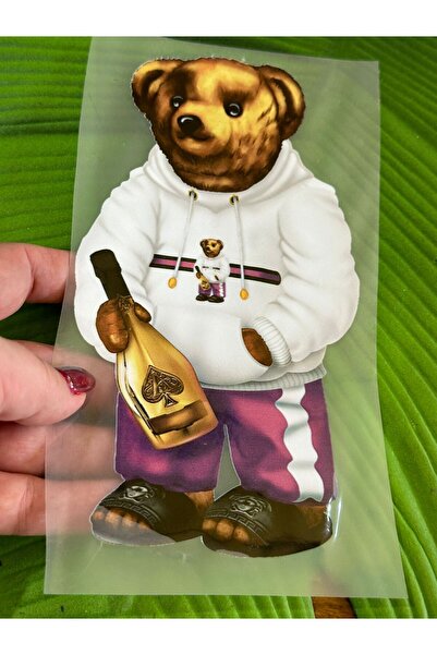 Gönülden Tasarım Termotransfer print medveda u ljubičastim pantalonama 19x11 cm