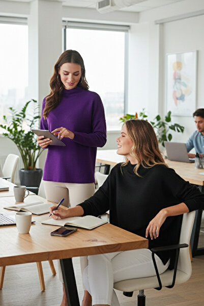 Lela Βαμβακερό πλεκτό πουλόβερ με ψηλό γιακά στην πλάτη, 2 συσκευασίες ΠΛΕΚΤΟ...