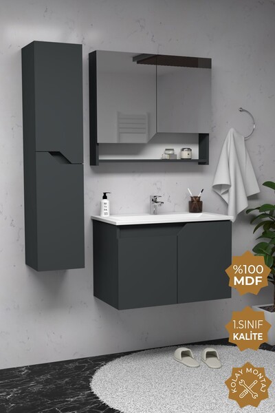 TETA HOME Napoli 65 Cm Mdf Banyo Dolabı Seti + Boy Dolabı
