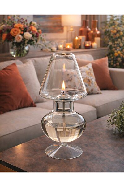 QUEM Dekoratif Abajur Serisi Cam Kandil + 1 Lt Yakıt