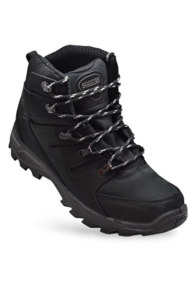 Scooter 5558 Ortopedik SU GEÇİRMEZ Hakiki Deri Outdoor Erkek Siyah Bot Ayakkabı