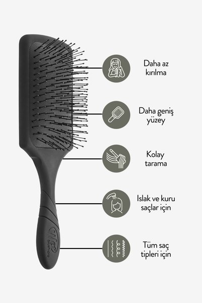 Wet Brush Pro Paddle Detangler Perie/Pieptene lat pentru descurcarea părului, Negru