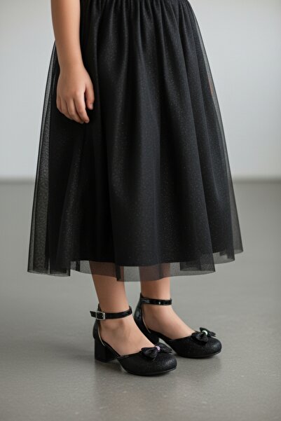 PATİK BEBE Pantofi de seară cu toc, confortabili, negri, pentru fete, marca K...