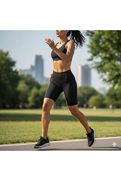 LADY HAZAL Black Full Recovery Capri Leggings Tamkalip High Waist Mink Combed...