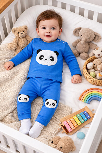 Mora Baby Kids طقم بدلة رياضية للأطفال مكون من قطعتين مطرزة بتصميم الباندا | ...