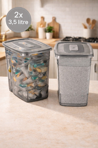 Nesto Home 2li Strip Mega Boy Toz Ve Tablet Deterjan Saklama Kutusu 2x(3,5 Litre