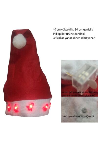 partidolu Elyaf Yetişkin Çam Ağacı Işıklı Noel Baba Yılbaşı Şapkası 1 Adet