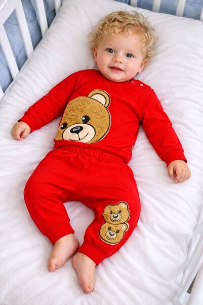 Mora Ayı Nakışlı Erkek Bebek Alt Üst Takım