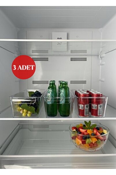 Okyanus Home 3 Pieces Lidless Midi Refrigerator Organizer and Storage Contain...