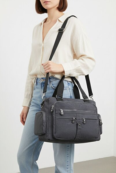 By Hakan Tk-10 Klinkır çantası omuz çantası çok bölmeli kol çantası GRİ