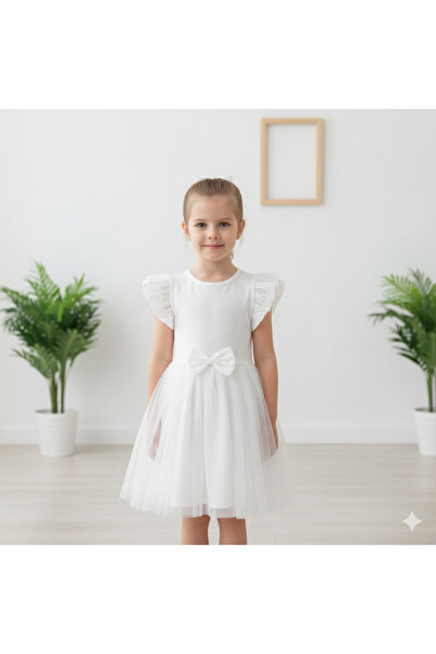 fancykidsantalya 3-12 Yaş Kız Çocuk Elbise Kurdeleli