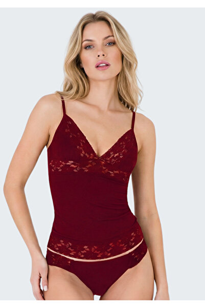 LUW 8680 Costum din 2 piese din dantelă culoare roșu Claret