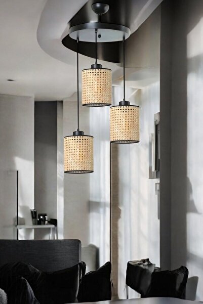 OSC HOME AYDINLATMA TASARIM Hasır Hazeran 3lü Avize