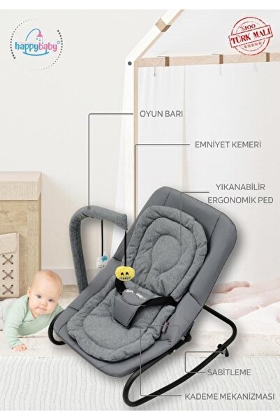 Happy Baby Plus Anakucağı - Hazır Kurulu Gelir - Kademeli - Sallanır - Sabitlenebilir - Oyuncaklı - Anakucagi