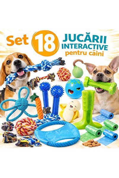 Fish & Paws Set 18 jucării interactive Fish & Paws® pentru câini, sigure și d...