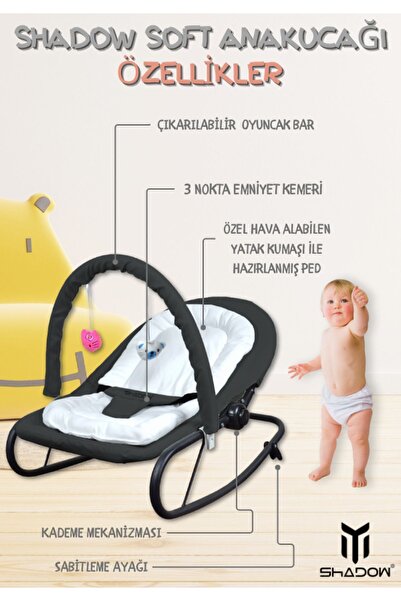 Shadow Size Soft Anakucağı - Hazır Kurulu Gelir - Sallanır - 4 Kademe - Sabitlenebilir Anadizi