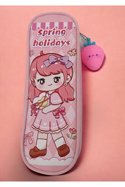 OEM Penar pentru fete cu două compartimente și breloc detașabil YF60 roz