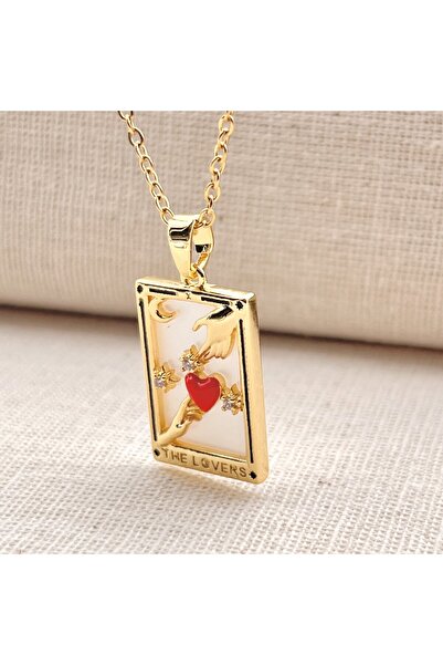 Siya Silver Lovers Tarot Kararmaz Çelik Kolye - Aşk Kolyesi Hediye Kutulu