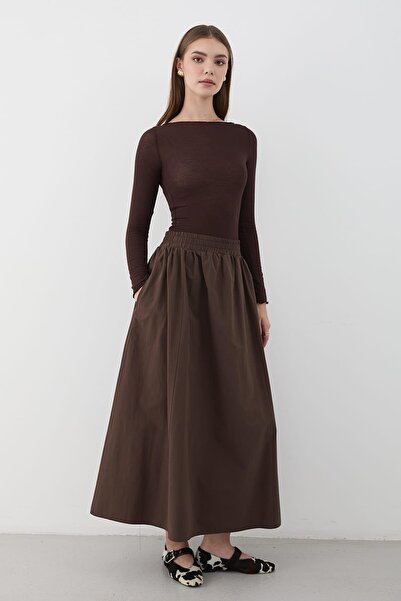 JASTE Fusta lungă maxi elastică cu talie adunată pentru femei MARO