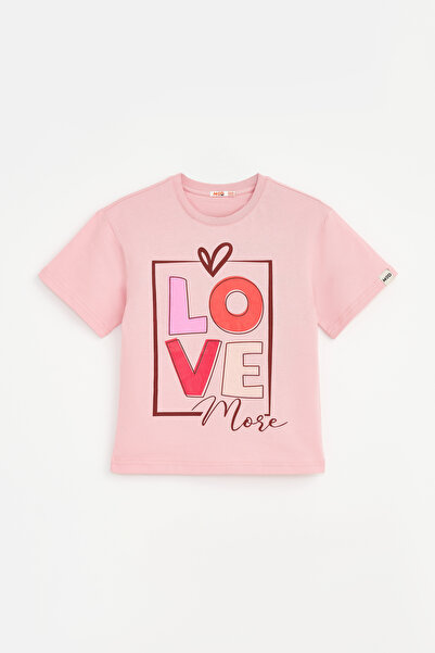 MODJEANS - Tricou pentru copii, 100% bumbac, cu imprimeu, roz, 146 CM