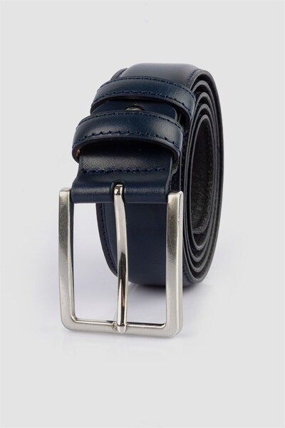 Tudors Pánský pásek ze 100% pravé kůže 3,5 cm Classic Navy Blue