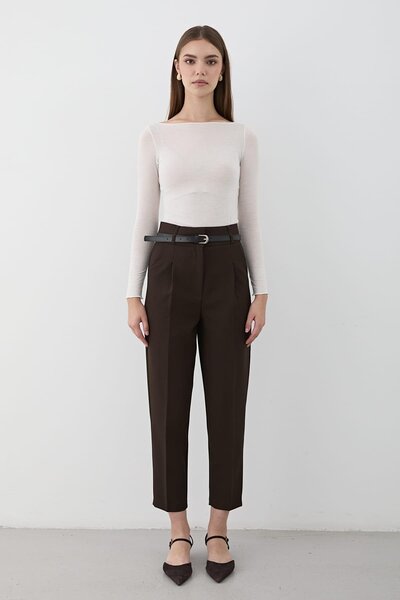 JASTE Kadın Yüksek Bel Pileli Kumaş Pantolon