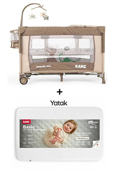Kanz Sleepside +Plus Anne Yanı Park Yatak Kahve - Yatak Hediyeli