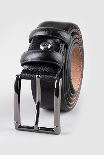 Tudors Bărbați 100% piele naturală 3,5 cm centură neagră clasică