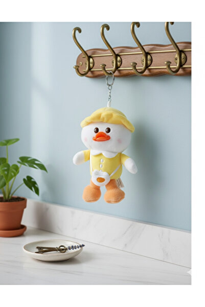 Şirin Sevimli Peluş Ördek Anahtarlık Şapkalı Çanta Süsü Hediyelik Oyuncak