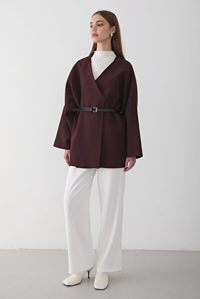 JASTE Kadın Kruvaze Yaka Kemer Detaylı Kimona