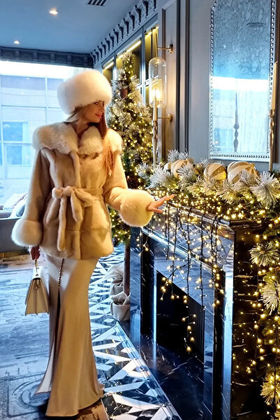 Mağazam Online Kabarık Yoğun Tüylü Peluş Suni Kürk Kalpak Şapka Kadın Kışlık ...