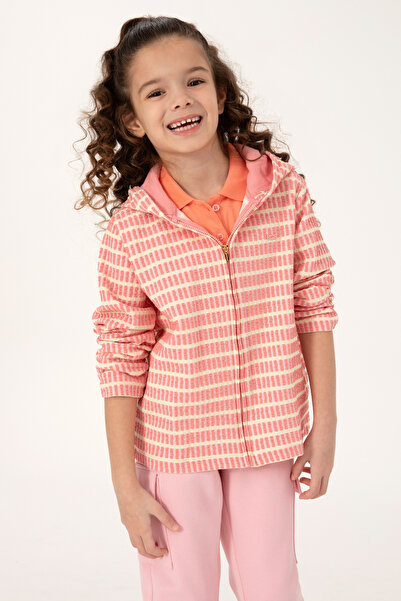 U.S. Polo Assn. Hanorac cu glugă și fermoar roz neon pentru fete 50314266-VR105