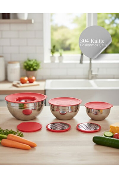 Senz حاوية تخزين وخلط لونا 9 قطع مع غطاء أحمر مبشور