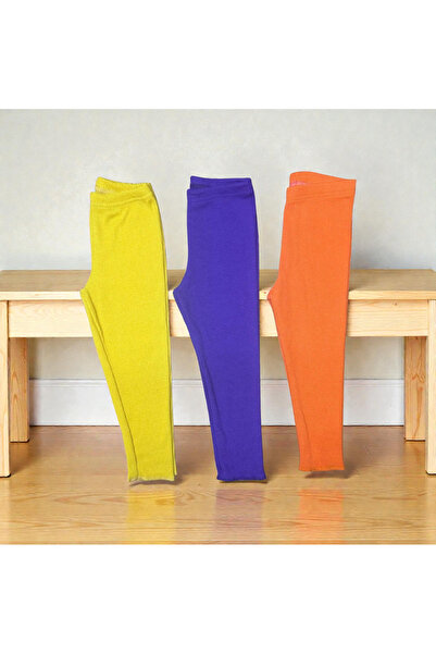 Fun Kız Çocuk 3'lü  Fitilli Esnek Kaşkorse  Kumaş Tayt %100 Pamuk