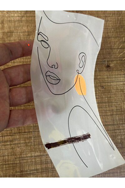 Gönülden Tasarım Siluetă de femeie cu dungi portocalii - cu cercei care lipes...