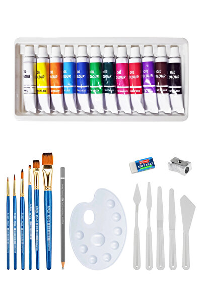 ACUTO Red Apple Yağlı Boya Seti Keep Smile Fırça Seti Plastik Spatula Seti De...