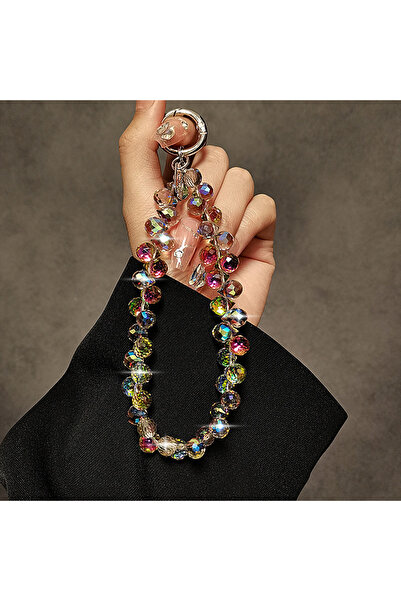 Choice سلسلة معصم فاخرة للهاتف المحمول مصنوعة يدويًا من الخرز الكريستالي على ...