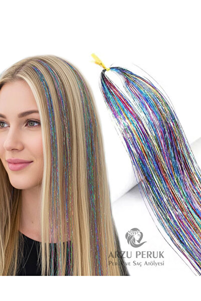 arzuperuk peruk ve saç atölyesi Hair Tinsel - Saç Simi - Simli Karışık Renkli...