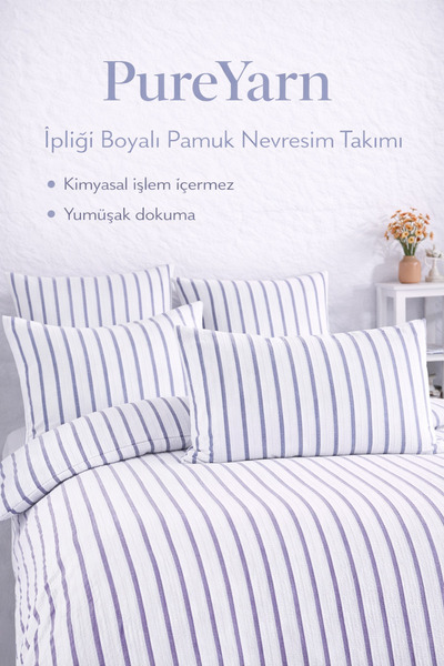 NazeninHome Pureyarn Yarn-Dyed Natural Wrinkled Duvet Cover Set Single Set 10...