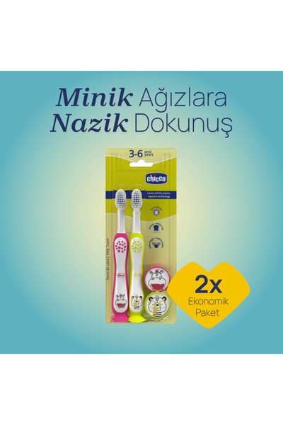 Chicco 2'Lİ DİŞ FIRÇASI 3-6 YAŞ HIPPO-PANDA