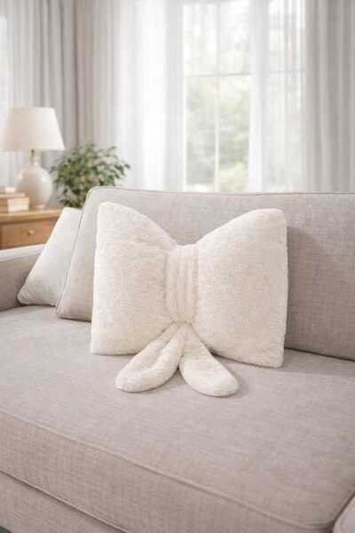 CHIZGY Welsoft Fiyonk Papyon Yastık 40x40 Dekoratif Kırlent Peluş Yumuşak Yas...