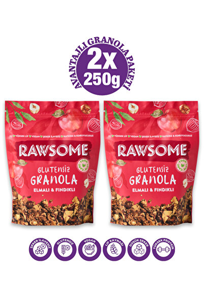Rawsome 2'li Glutensiz Elmalı & Fındıklı Granola 2x250g