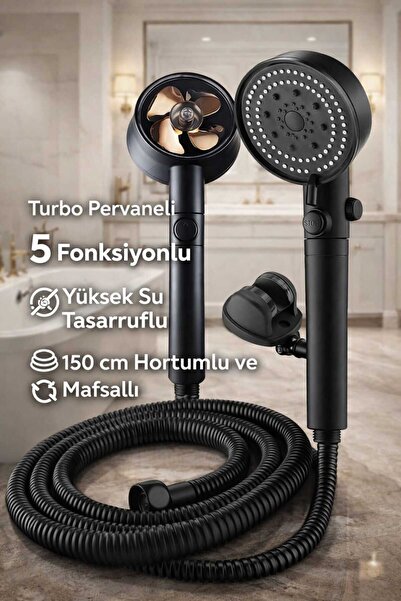 Kaşbaşı Home Turbo Pervaneli 5 Fonksiyonlu Duş Başlığı Duş Hortumu 150 Cm Ve ...