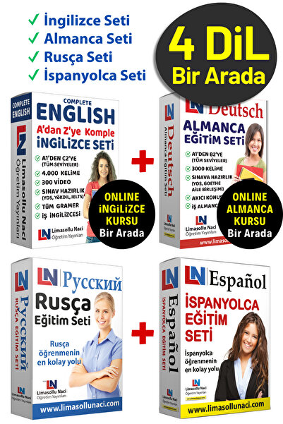 Limasollu Naci Öğretim Yayınları İngilizce + Almanca + Rusça + İspanyolca Eği...