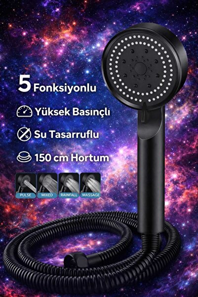 Kaşbaşı Home 5 Fonksiyonlu Duş Başlığı Duş Hortumu Duş Seti