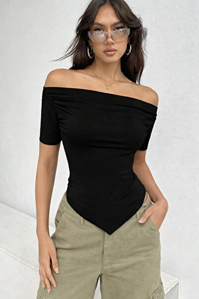 ecemore Madonna Collar Skirt Triangle Detailed Short Sleeve Blouse