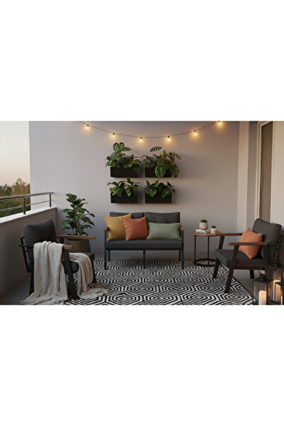 Kırlenta ERCİYES 2+1+1 ANTRASİT BAHÇE TAKIMI BAHÇE MOBİLYASI