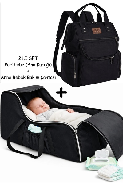 USF Portbebe Ana Kucağı Puset Bebek Taşıma Anne Bebek Bakım Çantası - 2 Li Set