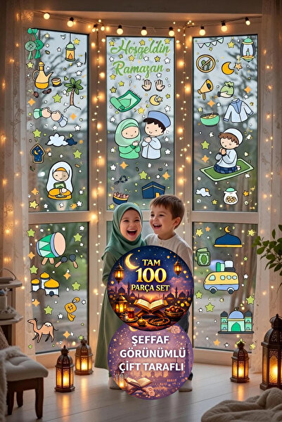 Kt Grup Hoşgeldin Ramazan Çift Taraflı Şeffaf Sticker Seti 100 Parça Yeni Ürü...